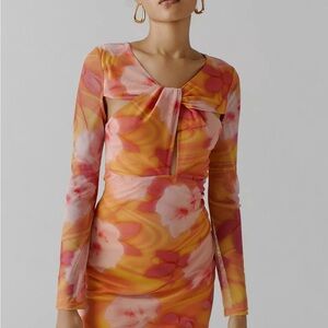 Giuliana Mesh Long Sleeve Mini Dress